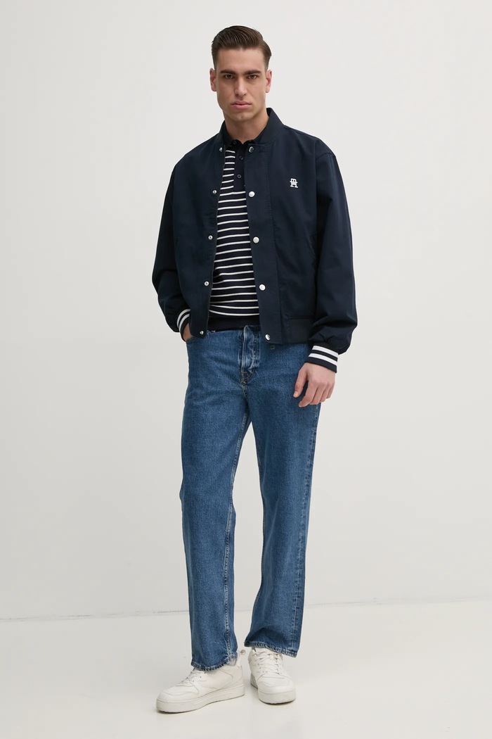 Obojstranná bunda bomber Tommy Hilfiger MW0MW38707 tmavomodrá SS25