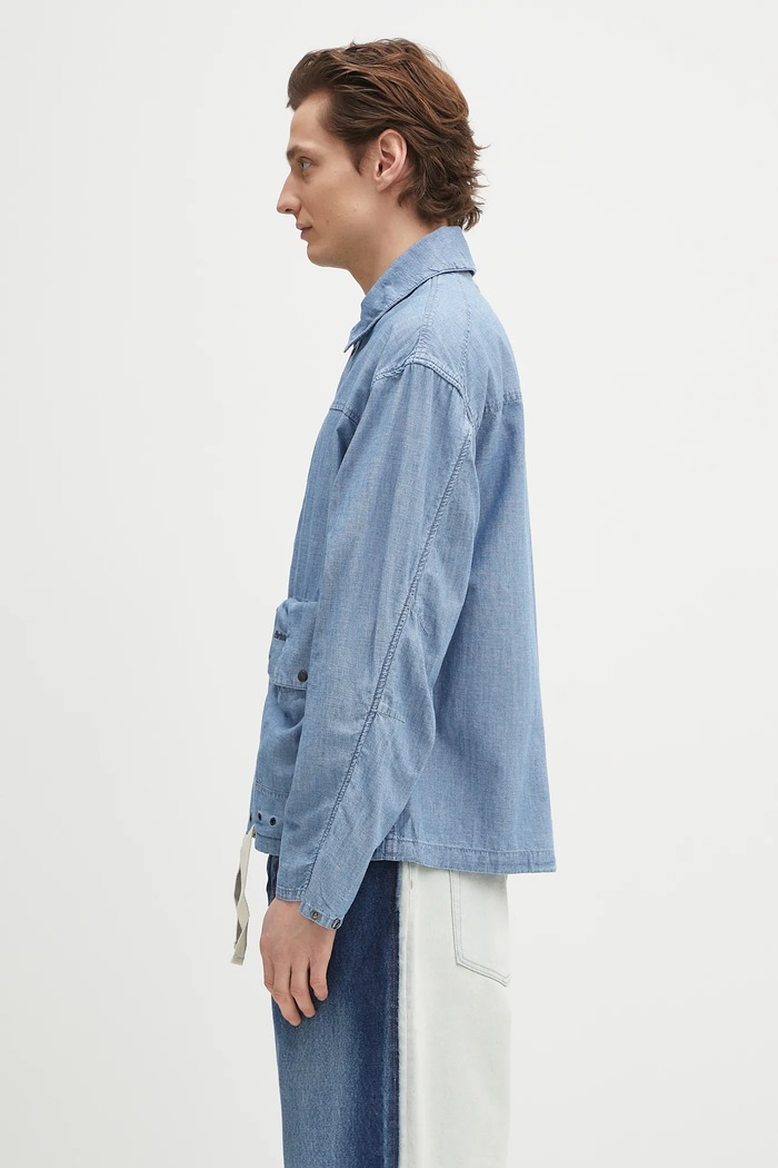 Barbour Cămașă de in Barbour Durham Chambray Casual Jacket MCA1038 albastru SS25
