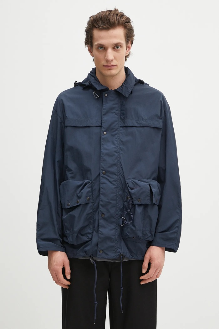 Barbour geacă Barbour Modified Durham Showerproof Jacket necaptusit bleumarin MSP0133