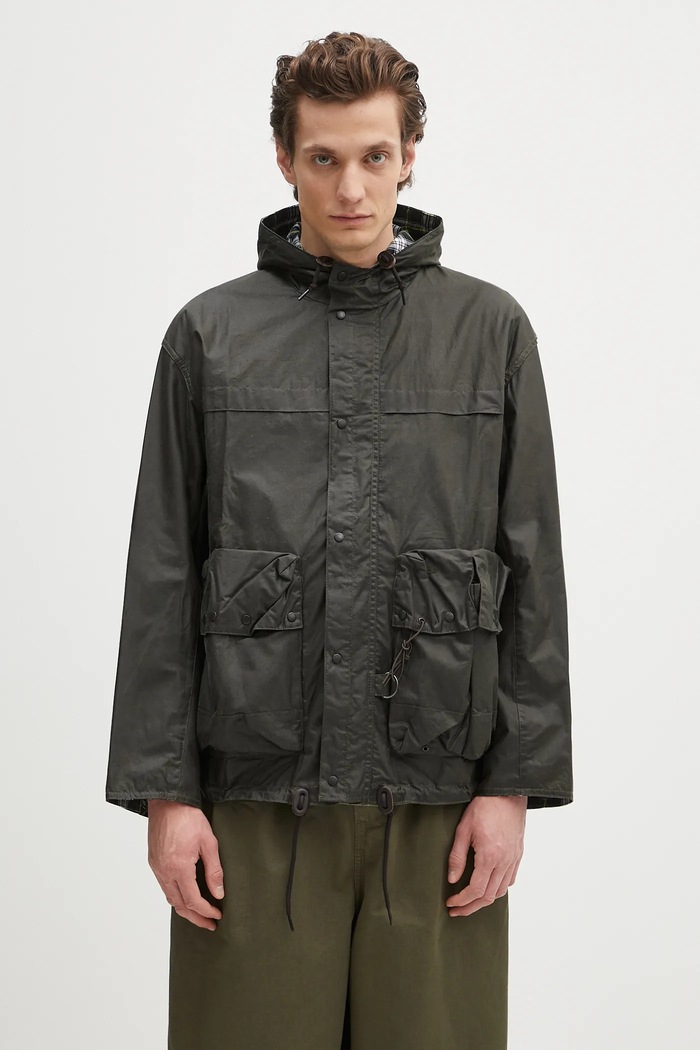 Barbour geacă Barbour Modified Durham Wax Jacket cu captuseala verde MWX2448