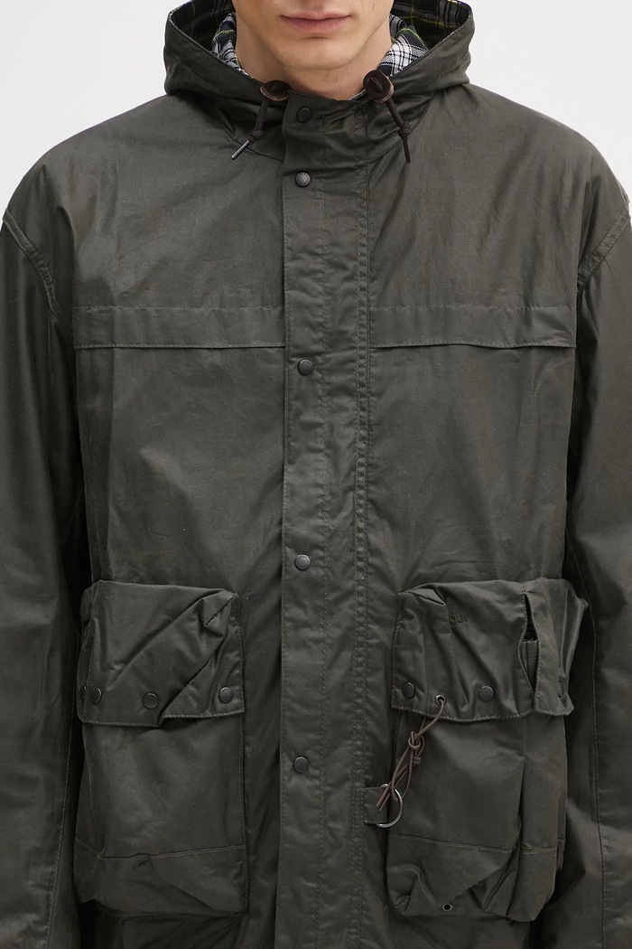 Barbour geacă Barbour Modified Durham Wax Jacket verde MWX2448