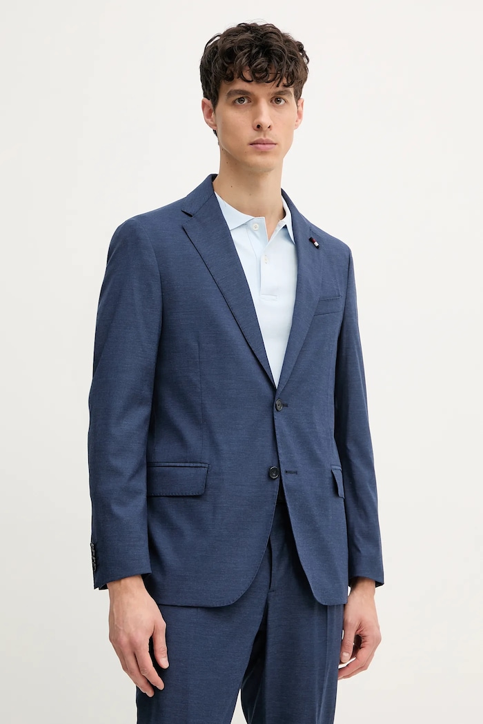 Vuneni sako Tommy Hilfiger s podstavom mornarsko plava SQTHL6506.SQTH402