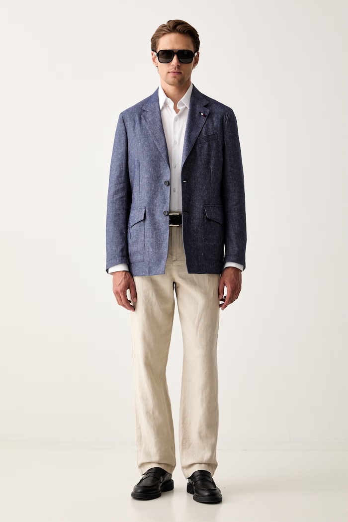 Tommy Hilfiger sacou cu un singur rând de nasturi pentru bărbați cu in SQTHL5965.SQTH503 bleumarin SS25