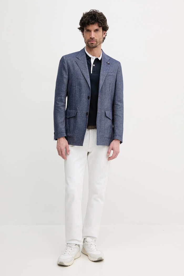 Laneni sako Tommy Hilfiger SQTHL5965.SQTH503 mornarsko plava SS25