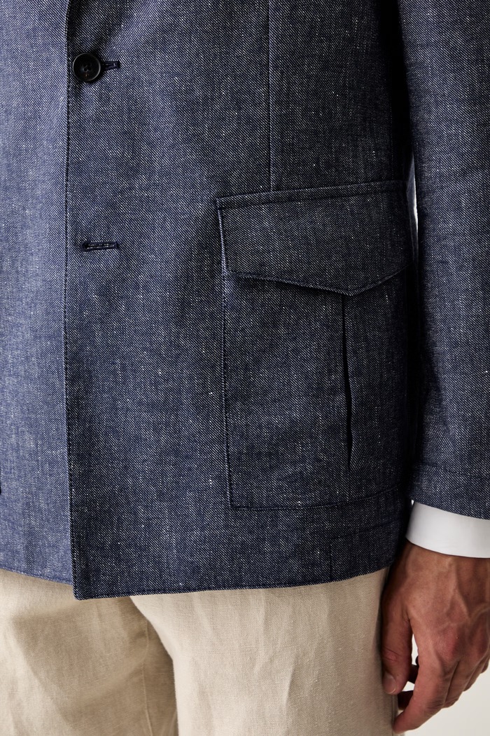 Tommy Hilfiger enoredni suknjič moški z lanom SQTHL5965.SQTH503 mornarsko modra