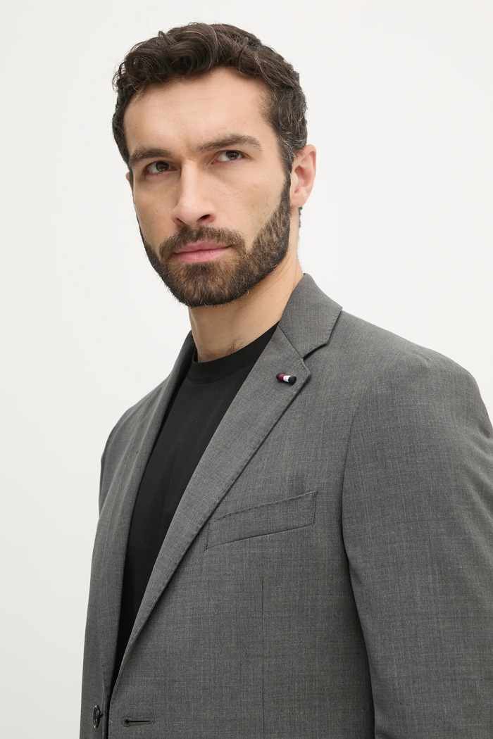 Sako s prímesou vlny Tommy Hilfiger sivá SQTHL6505.SQTH401