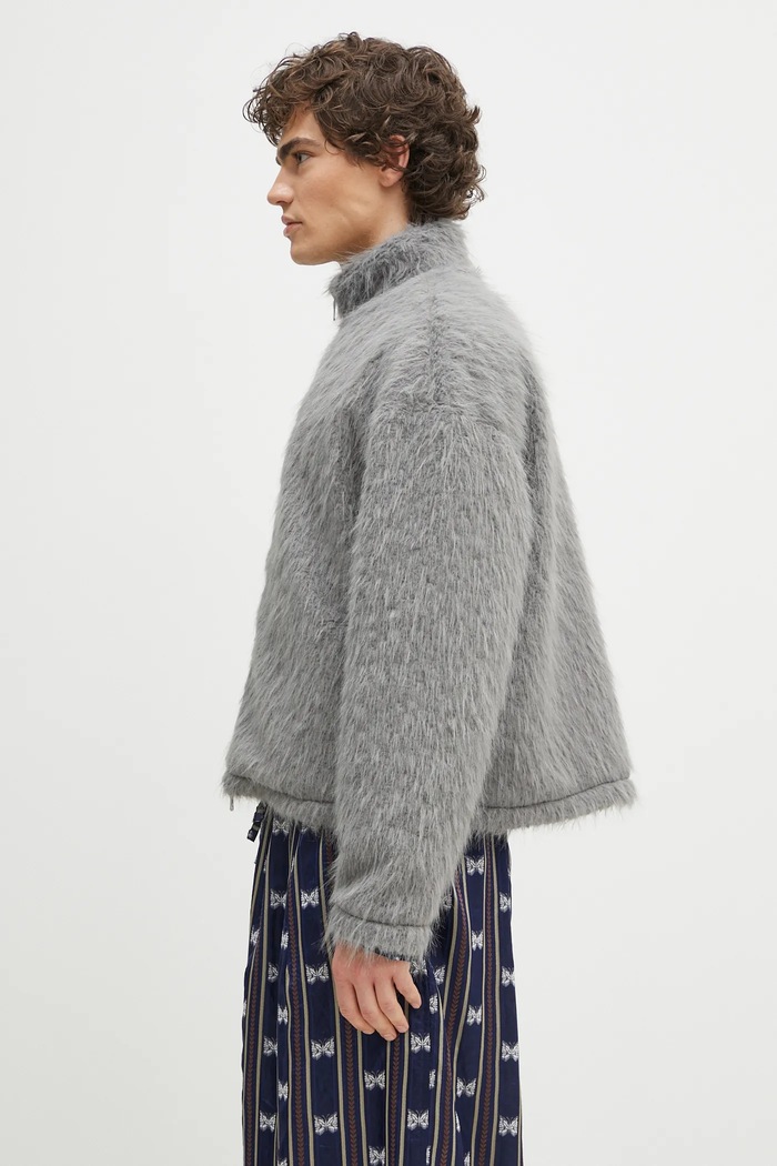 Jakna MKI MIYUKI ZOKU Faux Alpaca Track Jacket FAUX.ALPACA.TRACK.JACK. siva SS25