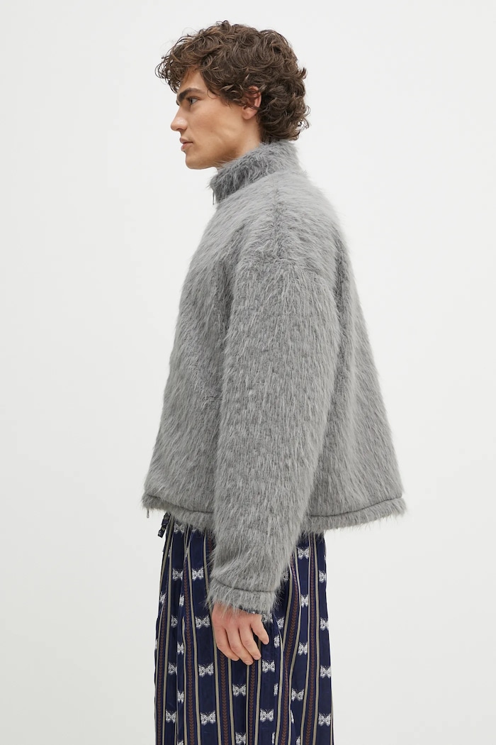 Μπουφάν MKI MIYUKI ZOKU Faux Alpaca Track Jacket FAUX.ALPACA.TRACK.JACK. γκρί SS25