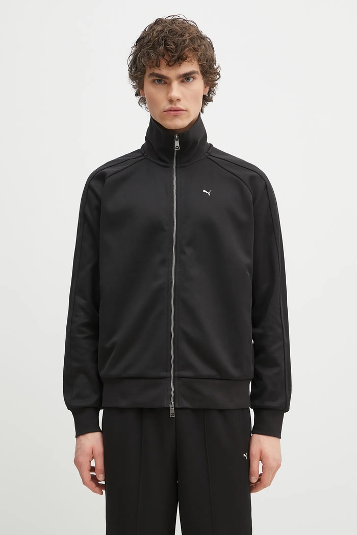 Puma T7 Track Jacket суичър с цип с памук мъжки изчистен черен 629936