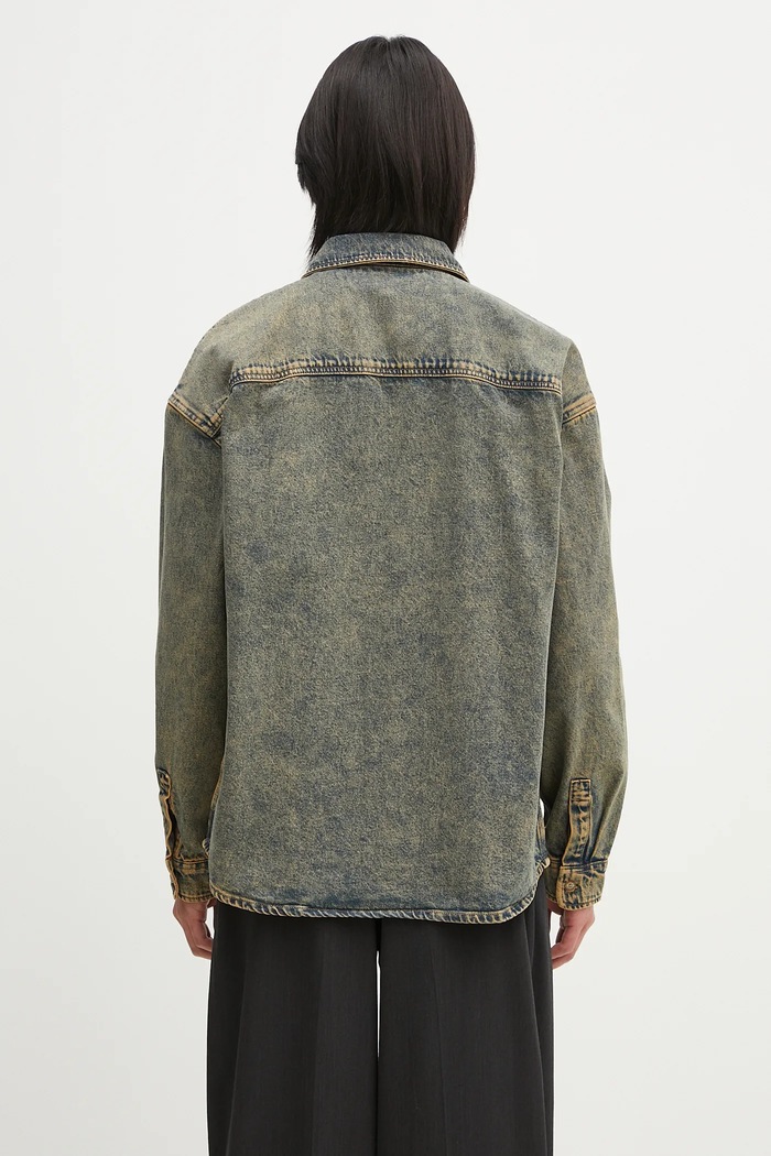 Odzież Dickies kurtka jeansowa Houston Ls Shirt Yellow Fade Indigo DK0A4YF5K581 granatowy