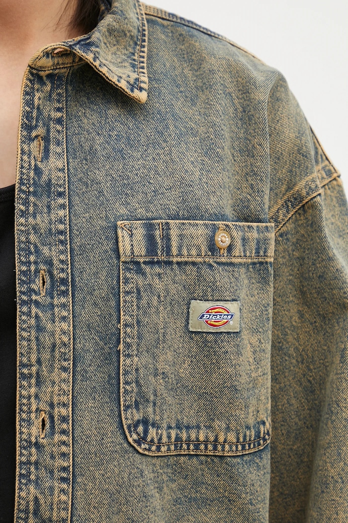 Dickies kurtka jeansowa Houston Ls Shirt Yellow Fade Indigo granatowy DK0A4YF5K581