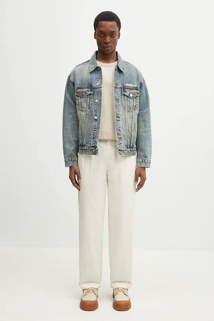 A Bathing Ape geacă de blugi din bumbac Distressed 13Oz Denim Trucker 1K80140308