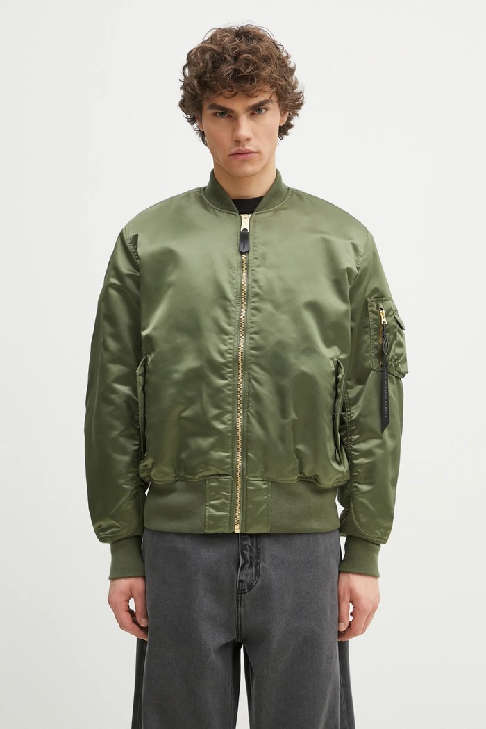 Dvostrana jakna Alpha Industries MA-1 Base Flight Jacket za prijelazno razdoblje zelena 756111.01