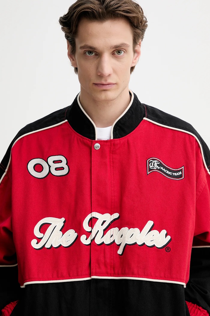 Rifľová bunda The Kooples HBLO30010K červená