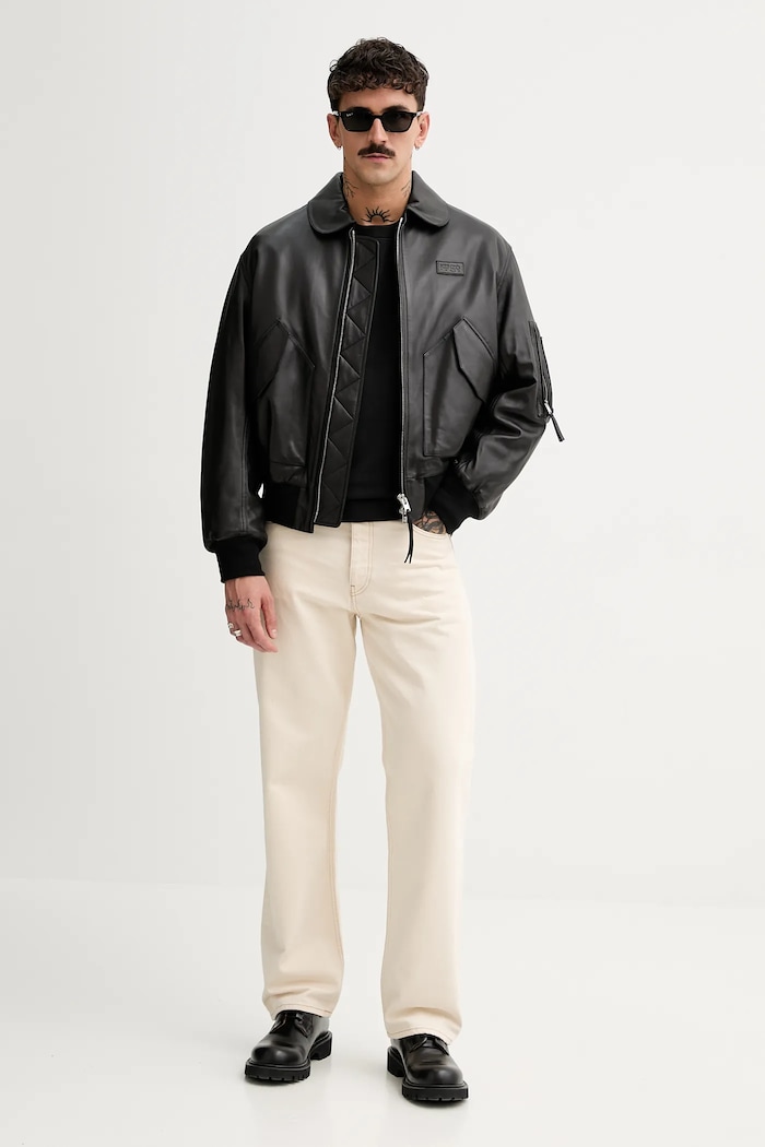 Kožená bunda Kenzo FF55LB1430AD.99 čierna SS25