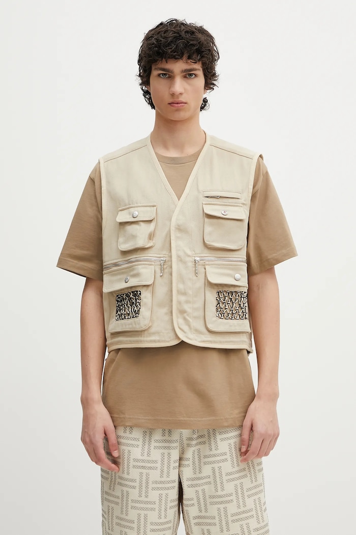 Kenzo sleeveless jacket cotton Men's denim beige FF55OU0099OT.11