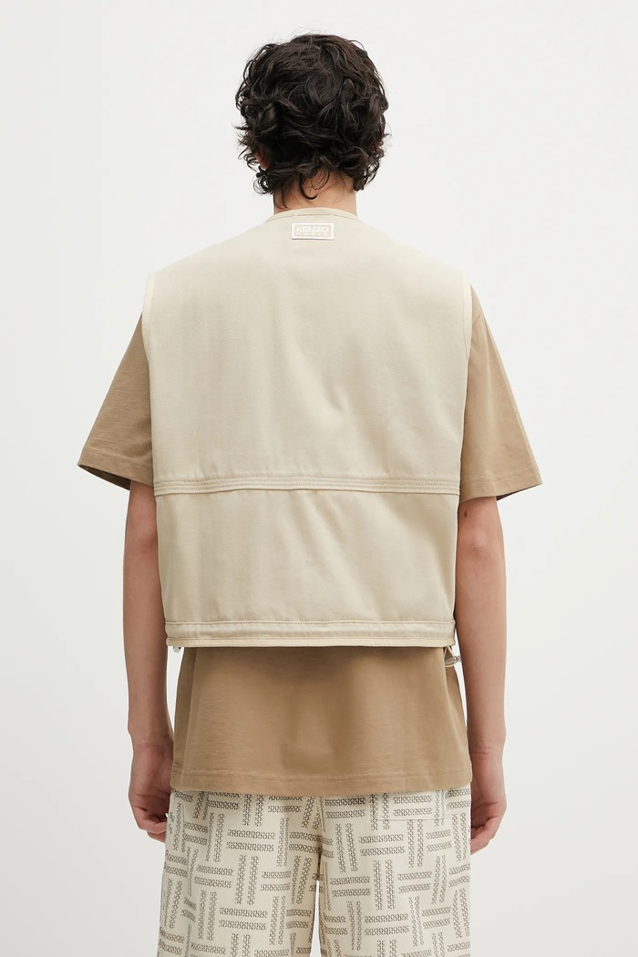 Clothing Kenzo sleeveless jacket cotton Men's FF55OU0099OT.11 beige