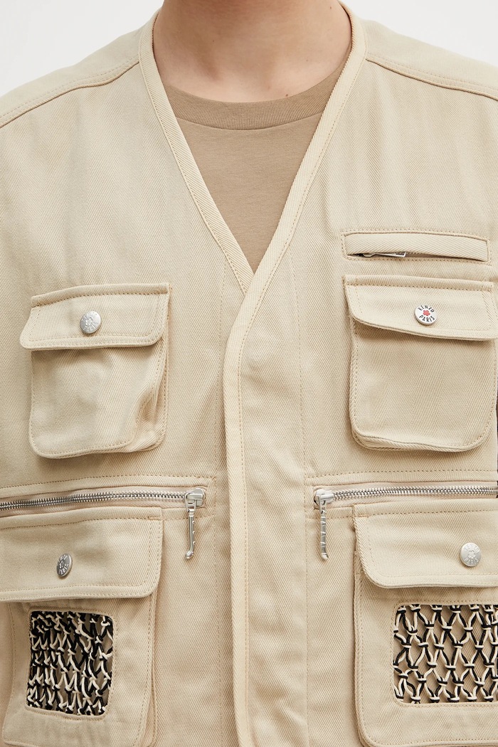 Kenzo sleeveless jacket cotton Men's FF55OU0099OT.11 beige
