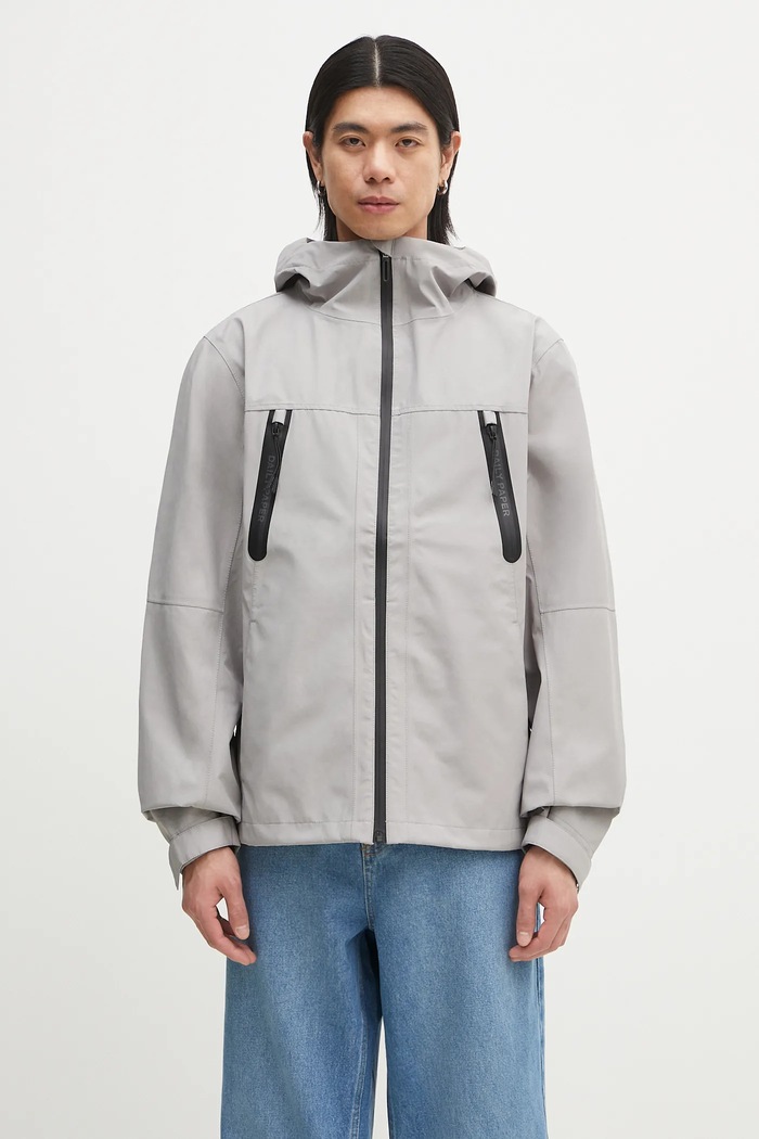 Дощовик Daily Paper Kunle Rain Jacket з капюшоном сірий 2512003