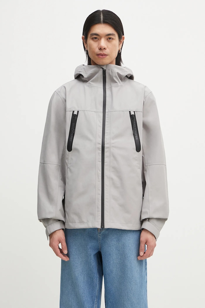 Дощовик Daily Paper Kunle Rain Jacket з капюшоном сірий 2512003
