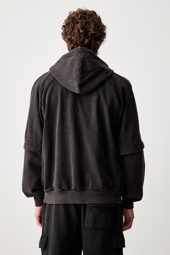 Clothing Daily Paper Garment Wash Jacket zip-up hoodie cotton Men's 2511009 black