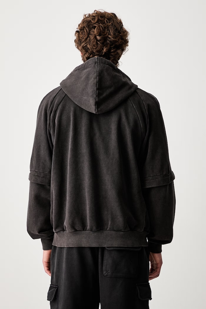Clothing Daily Paper Garment Wash Jacket zip-up hoodie cotton Men's 2511009 black