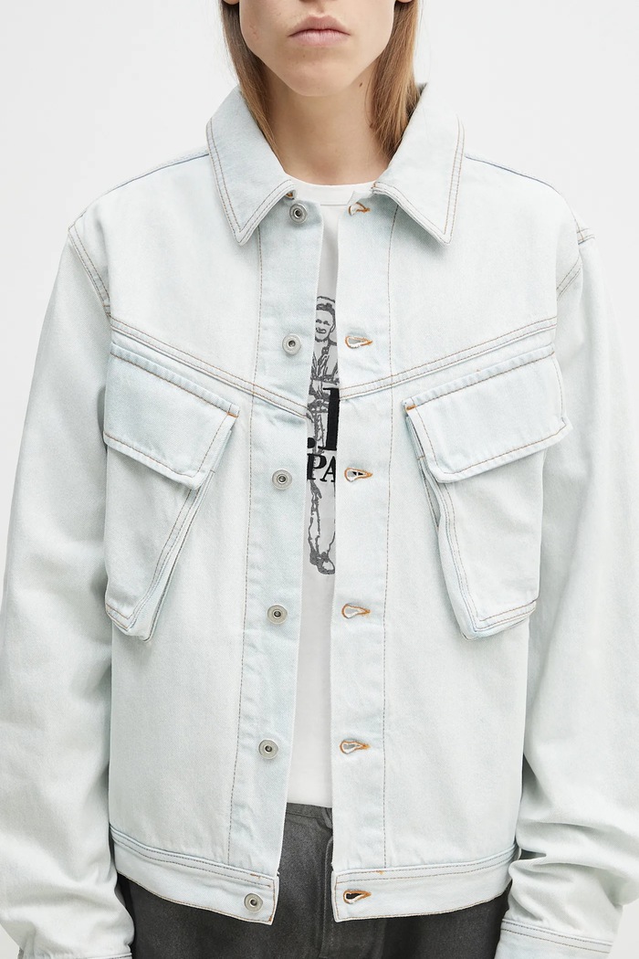 Jeans jakna Marcelo Burlon Bleach Denim Cargo Jacket Light Blue No modra CMYE01HS25DEN0014000