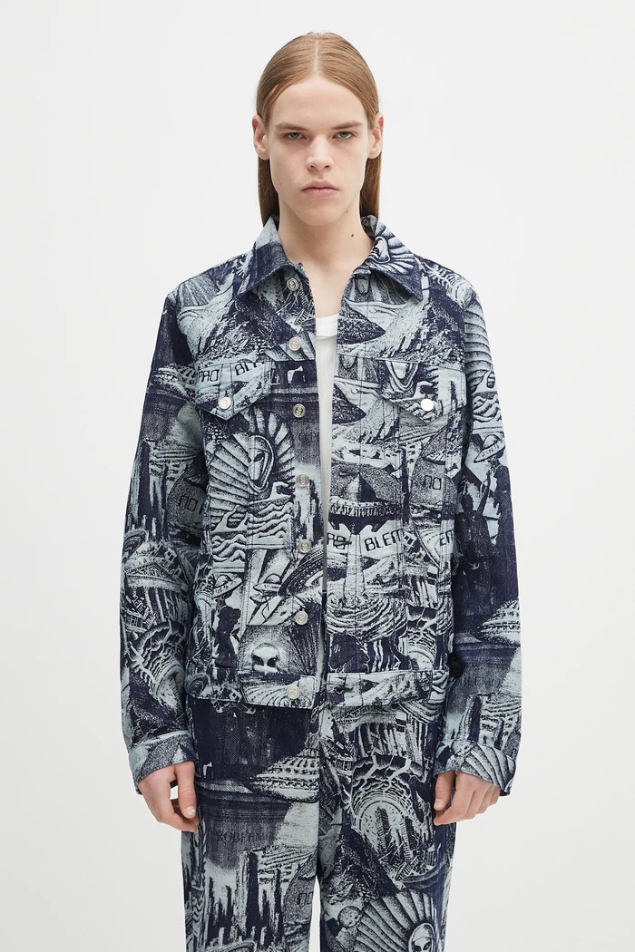 No Problemo pamut kabát Apocalypse Jacquard Trucker Jacket nem bélelt kék NP7000003