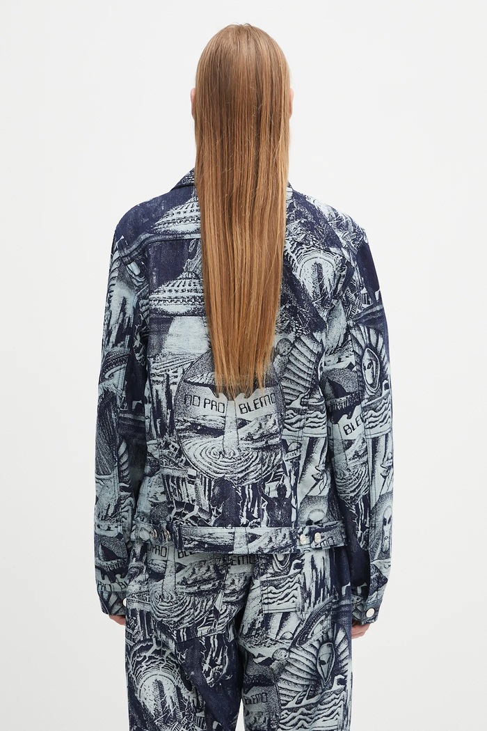 Ruházat No Problemo pamut kabát Apocalypse Jacquard Trucker Jacket NP7000003 kék