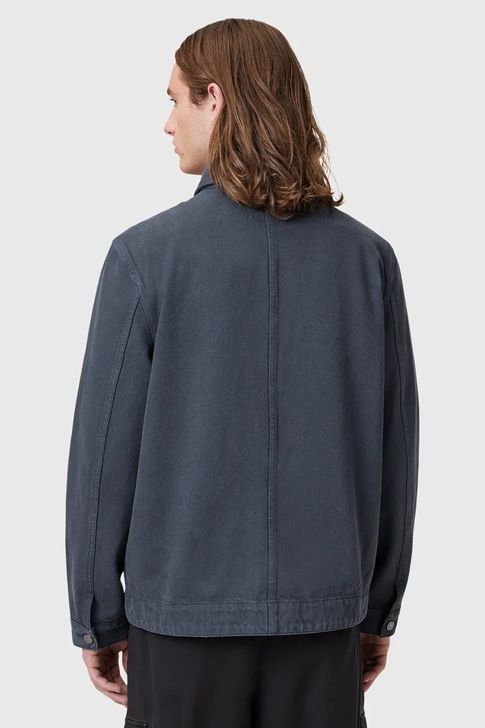 Bavlnená bunda AllSaints EAVIS CHORE M015OC tmavomodrá