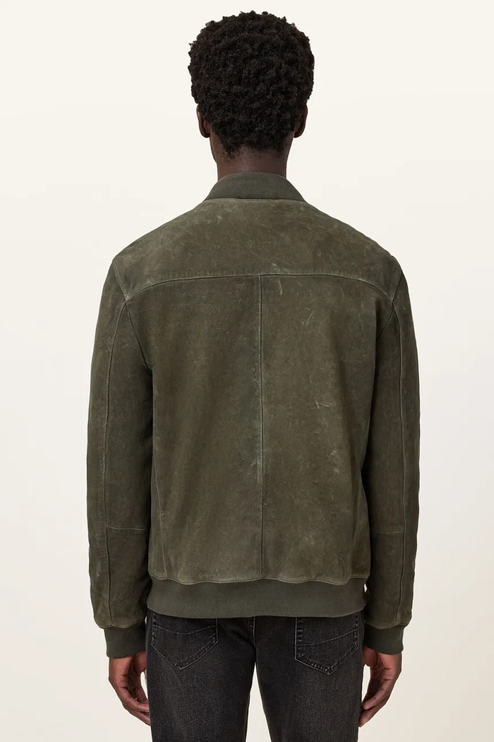 AllSaints kurtka zamszowa BUCKLEY zielony M022LC