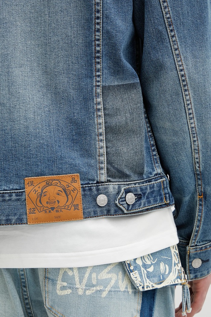Geacă jeans 2-tone Denim w Inserted Daicock Evisu 2ESHTM5DJ1041 albastru