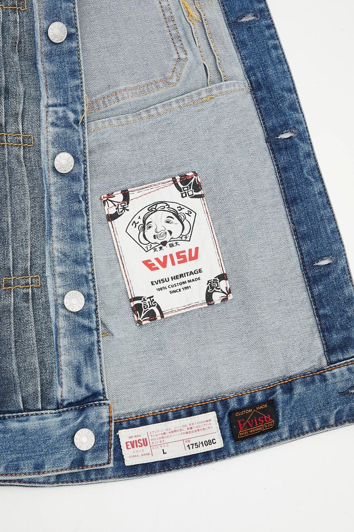 Geacă jeans 2-tone Denim w Inserted Daicock Evisu albastru 2ESHTM5DJ1041