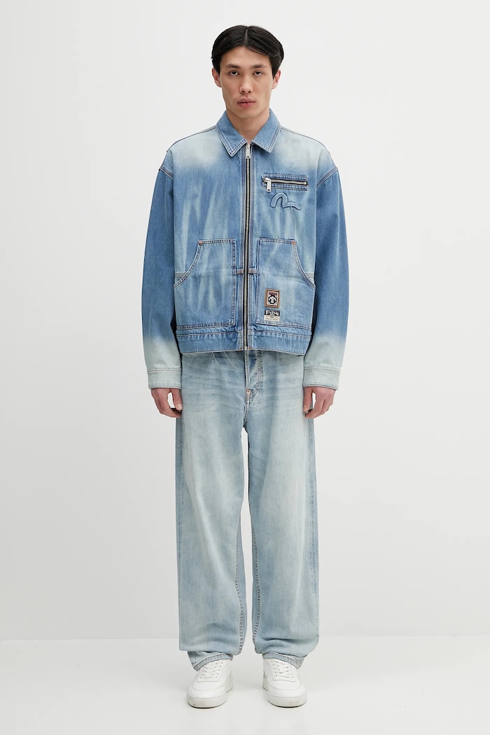 Evisu geacă jeans Worker Denim w Emboss Kamon 2ESHTM5DJ1038