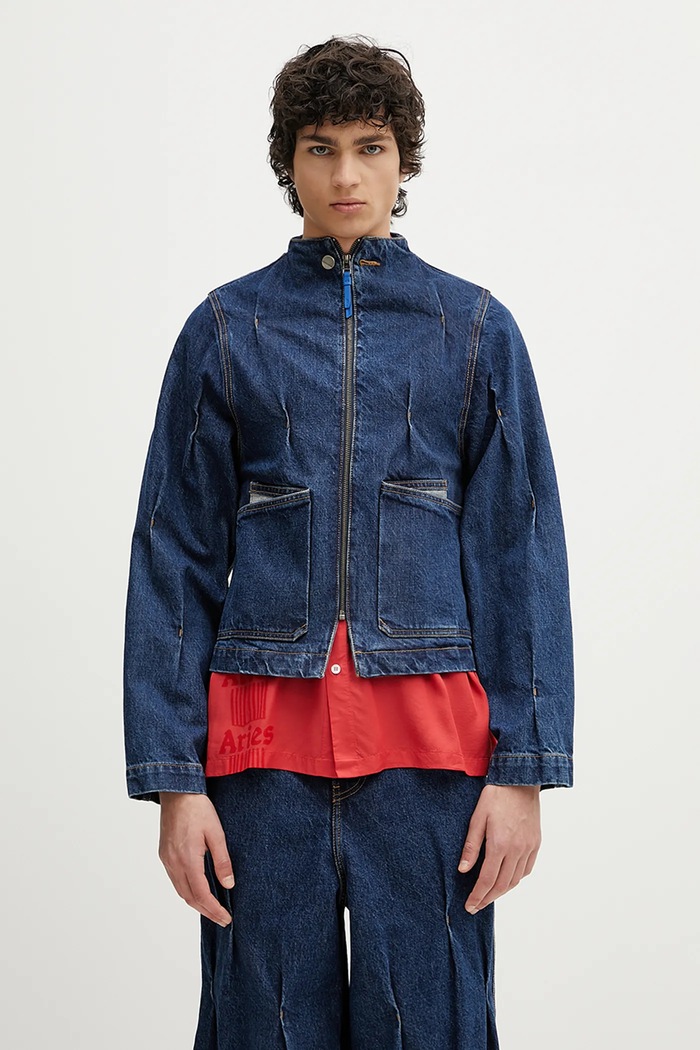 Ader Error kurtka jeansowa Apparel-Top nieocieplane granatowy BO01SSJK0108BL