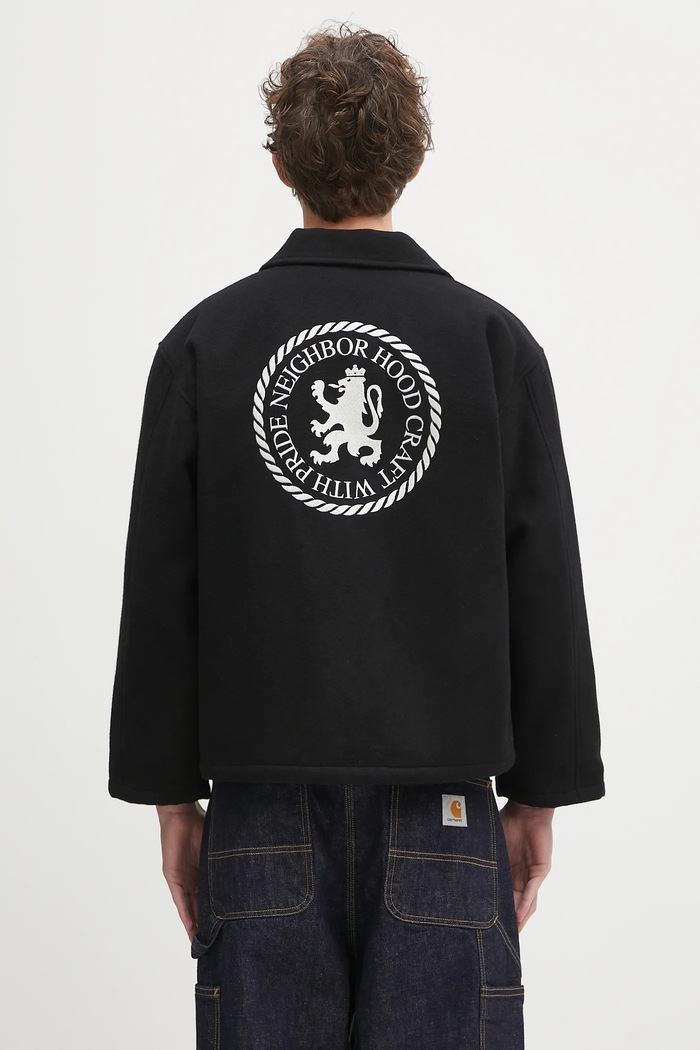 Clothing NEIGHBORHOOD wool jacket Melton Zip Work Jacket 242ZANH.JKM01 black