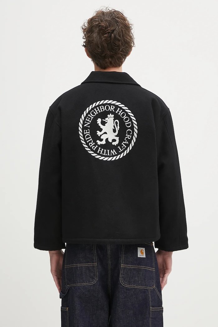 Clothing NEIGHBORHOOD wool jacket Melton Zip Work Jacket 242ZANH.JKM01 black