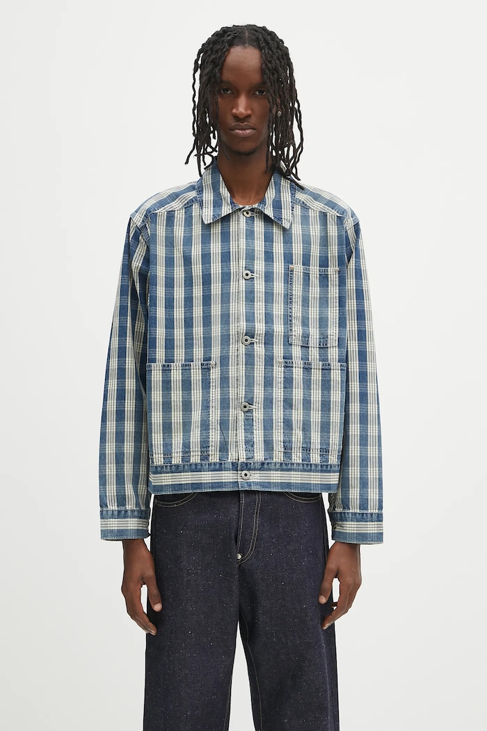 Pamučna košulja Human Made Work Jacket relaxed plava HM29JK010