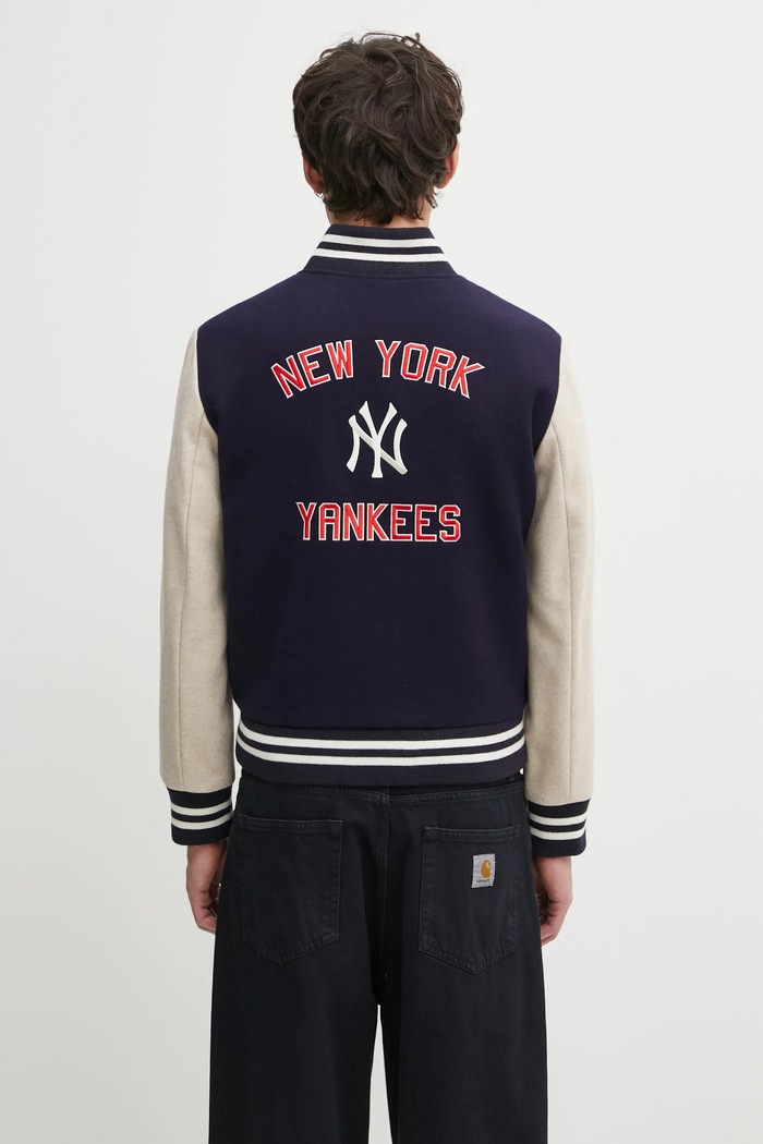 Vlněná bomber bunda Sporty & Rich Champions Wool Varsity přechodné námořnická modř OW007623633BL111