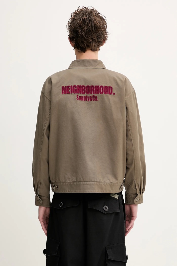 Ρούχα Βαμβακερό μπουφάν NEIGHBORHOOD Zip Work Jacket 251TSNH.JKM02 πράσινο