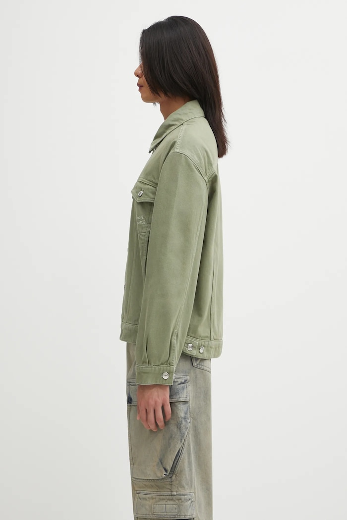 Βαμβακερό μπουφάν Maison Kitsuné Trucker OM02103WD4012 πράσινο SS25