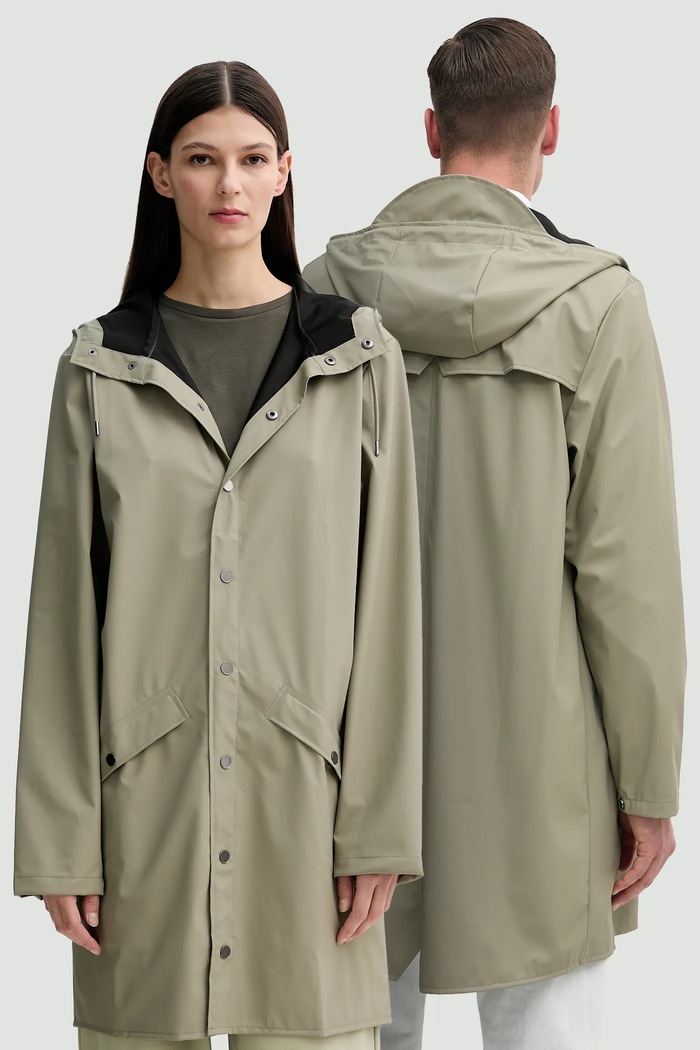 Rains rövid kabát Long Jacket W3 nem bélelt zöld 12020.108