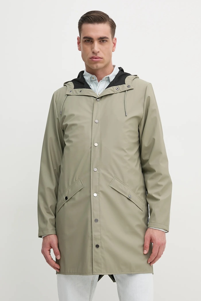 Rains rövid kabát Long Jacket W3 zöld 12020.108
