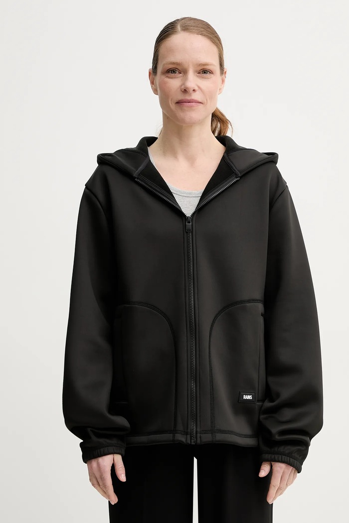 Ρούχα Μπλούζα Rains Safi Fleece Hood Jacket T1 21900.01 μαύρο