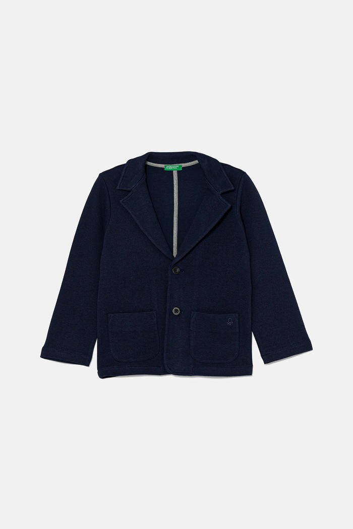 Dječji pamučni sako United Colors of Benetton bez uzorka mornarsko plava 3KWYG600F.P.Seasonal