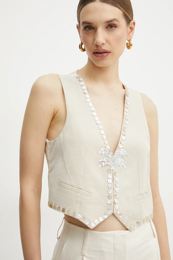 Prsluk s primjesom vune Forte Forte s dodatkom vune bež 13530bis.my.jacket