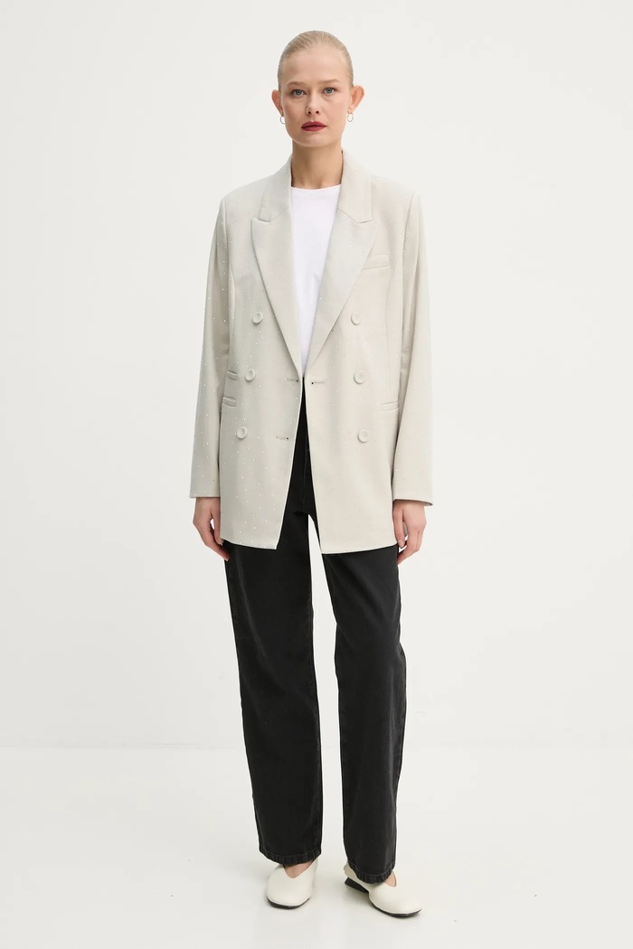 Blazer s příměsí vlny Bruuns Bazaar BBW4204 béžová SS25
