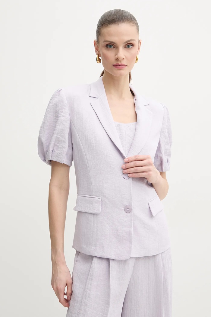 Sako s dodatkom lana Twinset bez uzorka ljubičasta 251TT2280