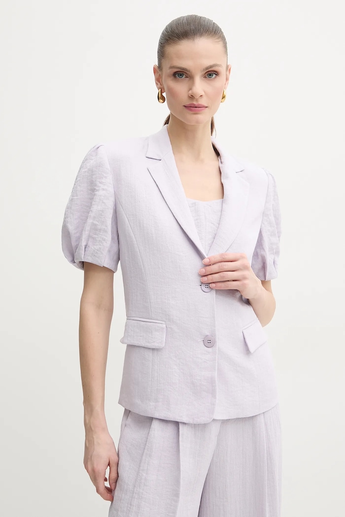 Sako s dodatkom lana Twinset bez uzorka ljubičasta 251TT2280