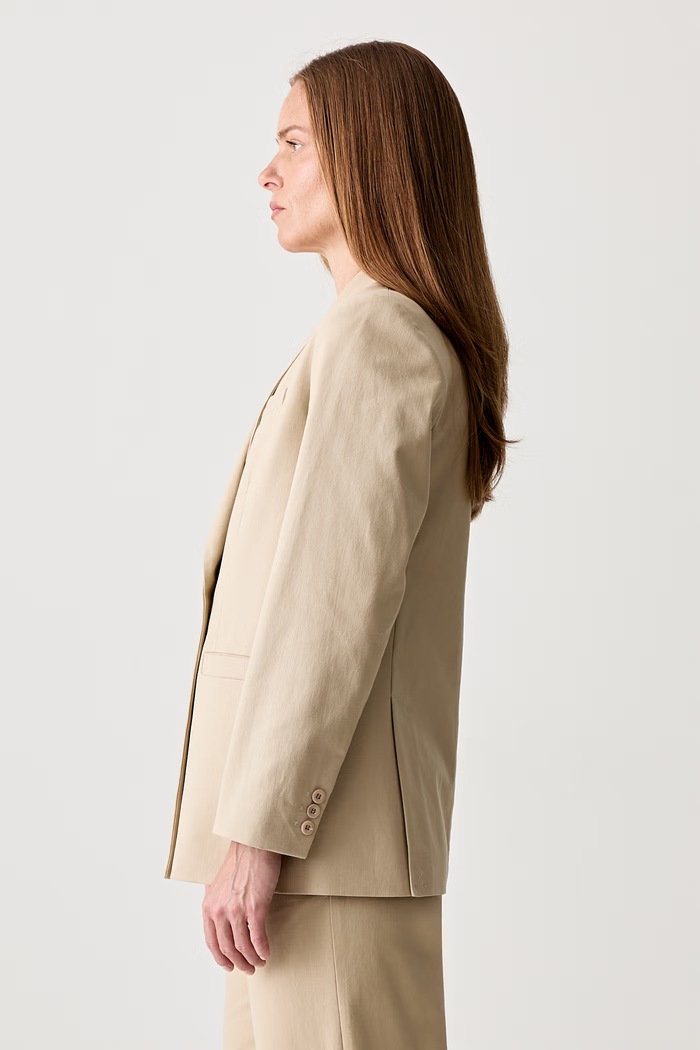 A.P.C. veste lucy marynarka dwurzędowa bawełniana damska COHFU.F03212 beżowy SS25